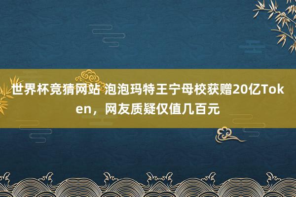 世界杯竞猜网站 泡泡玛特王宁母校获赠20亿Token，网友质疑仅值几百元