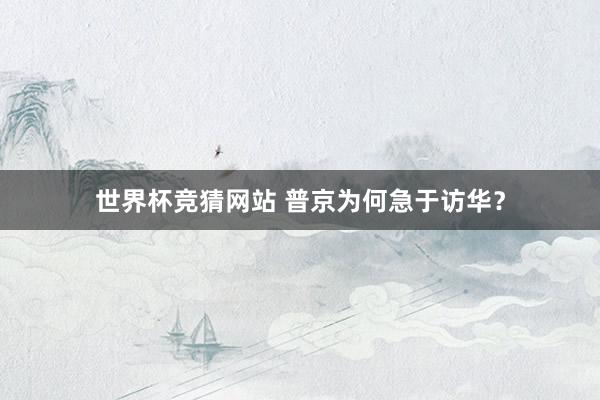 世界杯竞猜网站 普京为何急于访华？