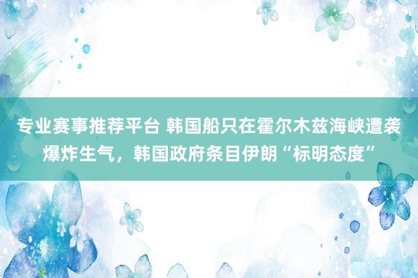 专业赛事推荐平台 韩国船只在霍尔木兹海峡遭袭爆炸生气，韩国政府条目伊朗“标明态度”