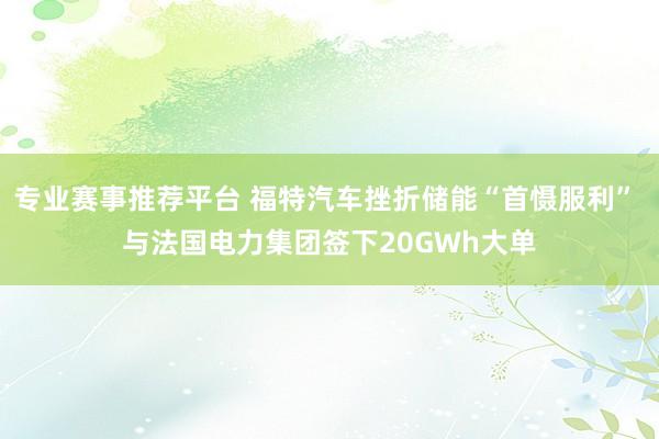 专业赛事推荐平台 福特汽车挫折储能“首慑服利” 与法国电力集团签下20GWh大单