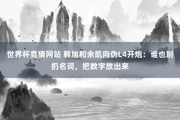 世界杯竞猜网站 韩旭和余凯向伪L4开炮：谁也别扔名词，把数字放出来