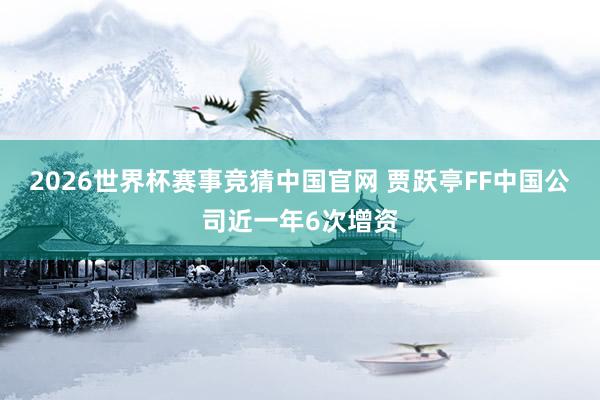 2026世界杯赛事竞猜中国官网 贾跃亭FF中国公司近一年6次增资