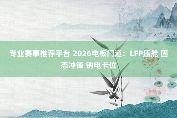 专业赛事推荐平台 2026电板门道：LFP压舱 固态冲锋 钠电卡位