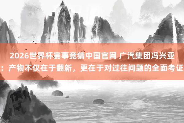 2026世界杯赛事竞猜中国官网 广汽集团冯兴亚：产物不仅在于翻新，更在于对过往问题的全面考证