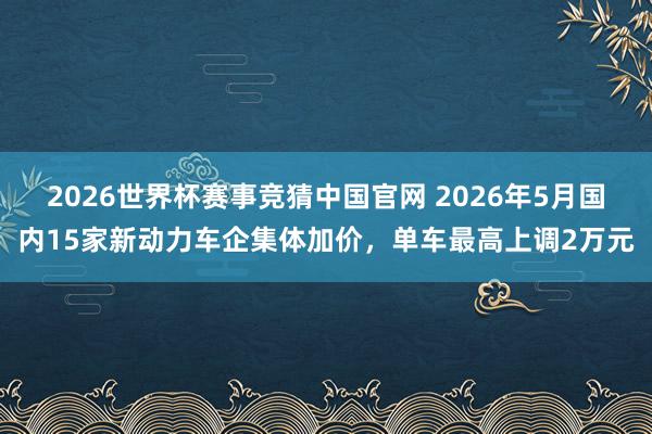 2026世界杯赛事竞猜中国官网 2026年5月国内15家新动力车企集体加价，单车最高上调2万元