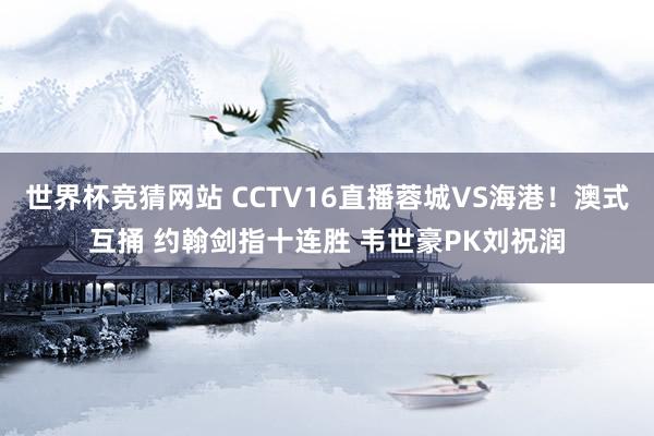 世界杯竞猜网站 CCTV16直播蓉城VS海港！澳式互捅 约翰剑指十连胜 韦世豪PK刘祝润