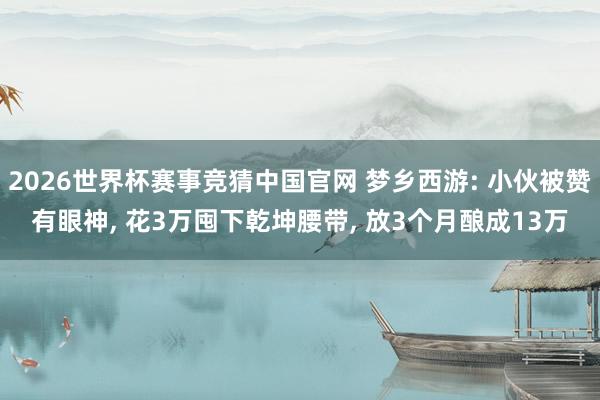 2026世界杯赛事竞猜中国官网 梦乡西游: 小伙被赞有眼神， 花3万囤下乾坤腰带， 放3个月酿成13万