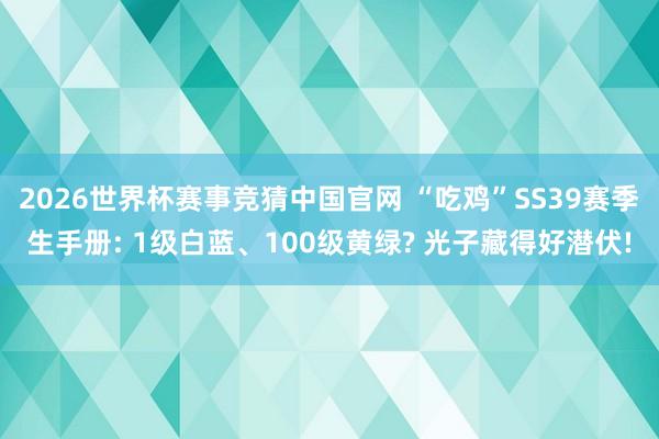 2026世界杯赛事竞猜中国官网 “吃鸡”SS39赛季生手册: 1级白蓝、100级黄绿? 光子藏得好潜伏!