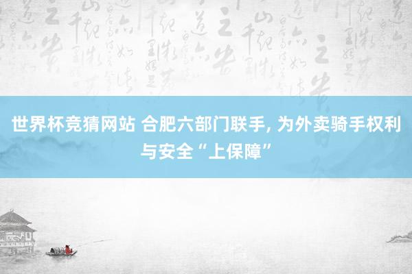 世界杯竞猜网站 合肥六部门联手， 为外卖骑手权利与安全“上保障”