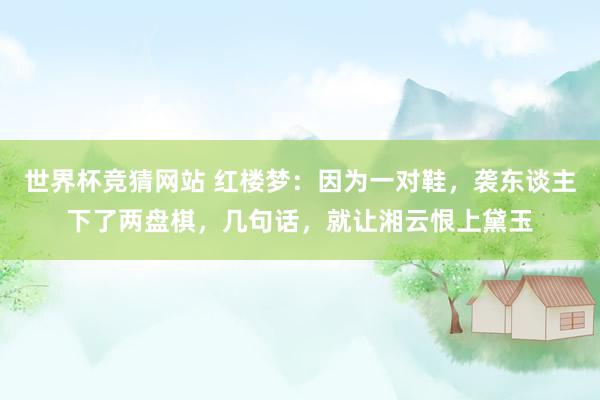 世界杯竞猜网站 红楼梦：因为一对鞋，袭东谈主下了两盘棋，几句话，就让湘云恨上黛玉