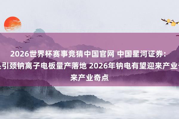 2026世界杯赛事竞猜中国官网 中国星河证券: 龙头引颈钠离子电板量产落地 2026年钠电有望迎来产业奇点