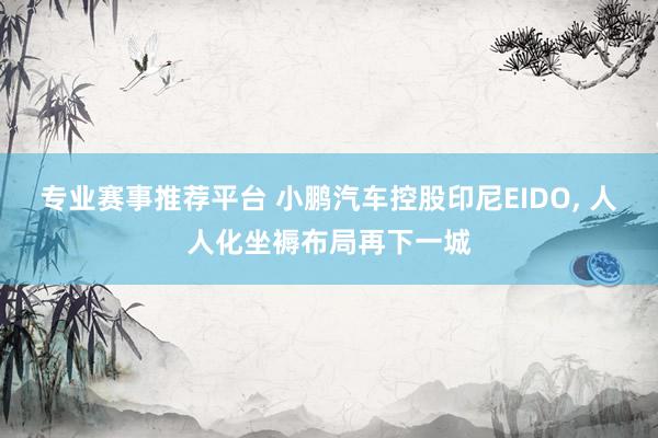 专业赛事推荐平台 小鹏汽车控股印尼EIDO， 人人化坐褥布局再下一城