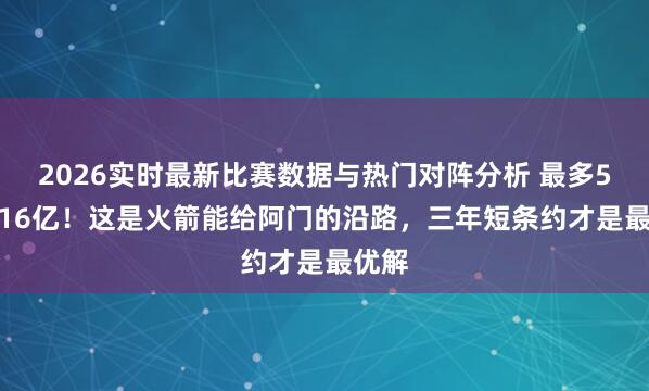 2026实时最新比赛数据与热门对阵分析 最多5年2.16亿！这是火箭能给阿门的沿路，三年短条约才是最优解