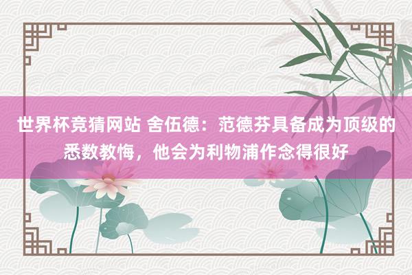 世界杯竞猜网站 舍伍德：范德芬具备成为顶级的悉数教悔，他会为利物浦作念得很好