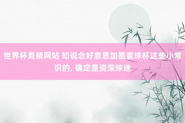 世界杯竞猜网站 知说念好意思加墨寰球杯这些小常识的， 确定是资深球迷