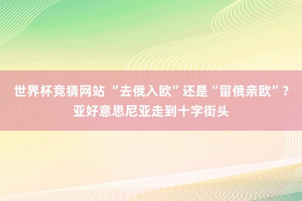 世界杯竞猜网站 “去俄入欧”还是“留俄亲欧”？亚好意思尼亚走到十字街头