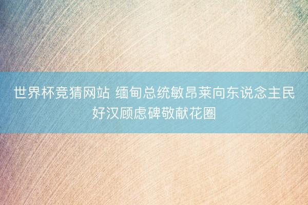 世界杯竞猜网站 缅甸总统敏昂莱向东说念主民好汉顾虑碑敬献花圈